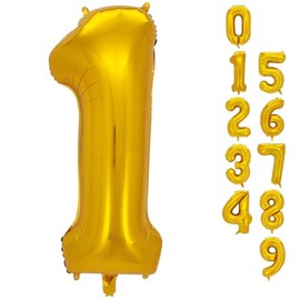 Azinoo 40 inch Glod 1 Number Balloons， Foil Number 0-9 Large Number for Birthday Party Supplies Decorations，Baby Showers, Princess Celebrations ，Women's Anniversaries, Glod 1