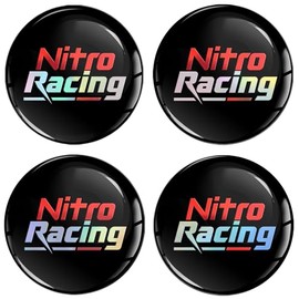 SkinoEu Set 4 x 50 mm Aufkleber für Radkappen Nabenkappen Nabendeckel Radnabendeckel Rad-Aufkleber Hologrammaufkleber Nitro Racing A 5050