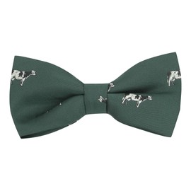 King & Priory Dark Green Embroidered Cow Bow Tie