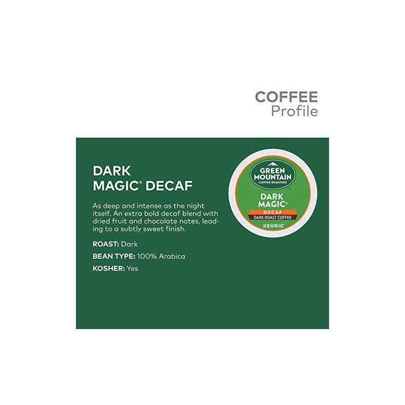 Green Mountain Coffee, Dark Magic Decaf, Single-Serve Keurig K-Cup Pods,