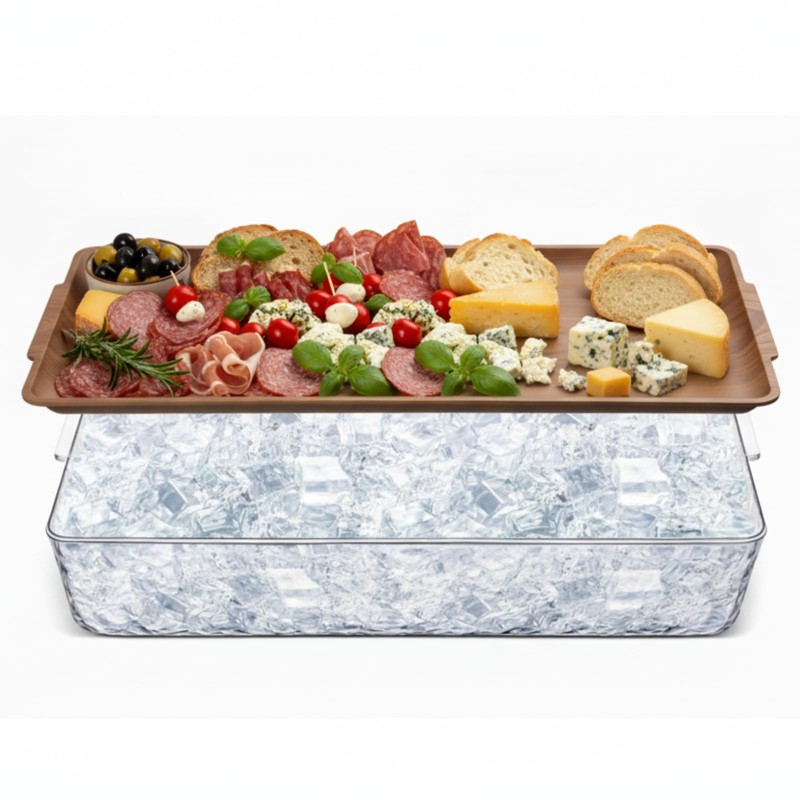 2 Set 16" x 9" Plastic Chilled Serving Tray for