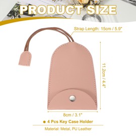 PATIKIL Car Key Case, 4 Pcs PU Leather Key Pouch Key Fob Holder Pull Out Keychain Bag Sleeve with Buckle for Car Home Office Keys, Pink