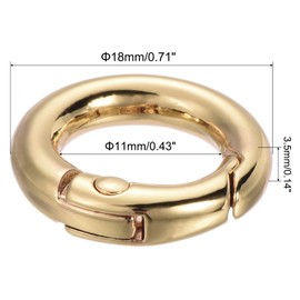 PATIKIL 18x11x3.5mm Spring Gate O Rings, 5 Pack Round Snap Clip Zinc Alloy for Keyrings Buckle, Light Gold