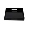 Glossy Black Sturdy Acrylic Serving Tray with Handles-12x12Inch-Serving Coffee,Appetizer,Breakfast,Butler-Kitchen Countertop
