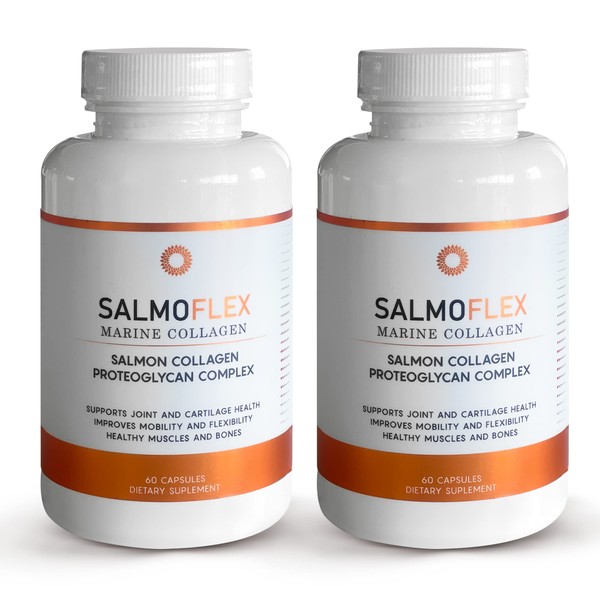 VITASEI Salmoflex Marine Collagen Peptides Pills W/Hyaluronic Acid, Vitamin C, D, E| Salmon Supplements -Hair, Skin, Nails | Multivitamin for Women & Men |Knee, Joint Relief -2 x 60 Capsules