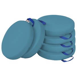 ECR4Kids SoftZone Floor Cushions, Round, Flexible Seating, Turquoise, 6-Piece