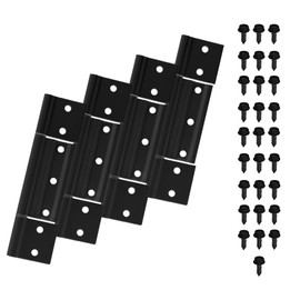 (4 Pcs) Storm Door Hinge, Black Aluminum 1/8 inch Grooved Center Black Screen Door Hinge Compatible with Most Screen Doors