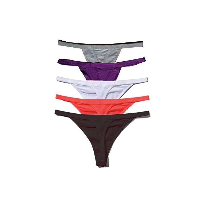 Zofirao 5 Pack Women's Multicolored Panties Cotton Spandex Thongs Underwear