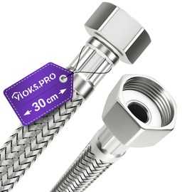 Viоks.pro Reinforced Hose 1/2 Inch (19.3 mm) Throw on Both Sides 30 cm & Connection Hose Connection Hose Fitting Flexible Hose for Tap Angle Valve Washbasin Kitchen Tap Toilet Cistern