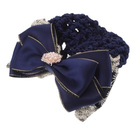 Baluue Flower Hair Bun Holder with Bowknot Barrette Snood Stylish Hair Net for Nurses Flight Attendants Hotel Staff Quick Styling for Professional Wardrobe Lemon Yellow Lace Edged Design