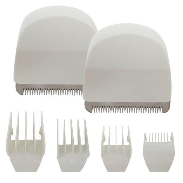 Premium 2pcs Clipper/Trimmer Blades and 4pcs Attachment Comb Cutting Guides
