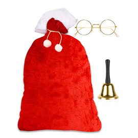 Christmas Sack Santa Sack Large Santa Sack Large Gift Bag Christmas (Red and White, 70 x 110 cm), Santa Glasses, Santa Bell