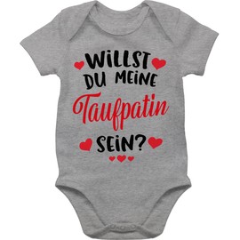 Shirtracer - Baby Bodysuit Boy Girl - Godmother - Will You Be My Godmother - Red, 1 grey mottled