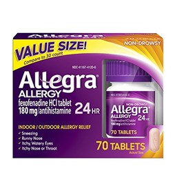 Allegra Adult 24 Hour Allergy Tablets, 180Mg, (70 Tablets) JaQle