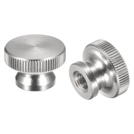 sourcing map 4pcs M8 x D24mm x H16mm 304 Stainless Steel Knurled Nut with Collar High Head Blind Hole Knurled Thumb Nuts for 3D Printer Parts