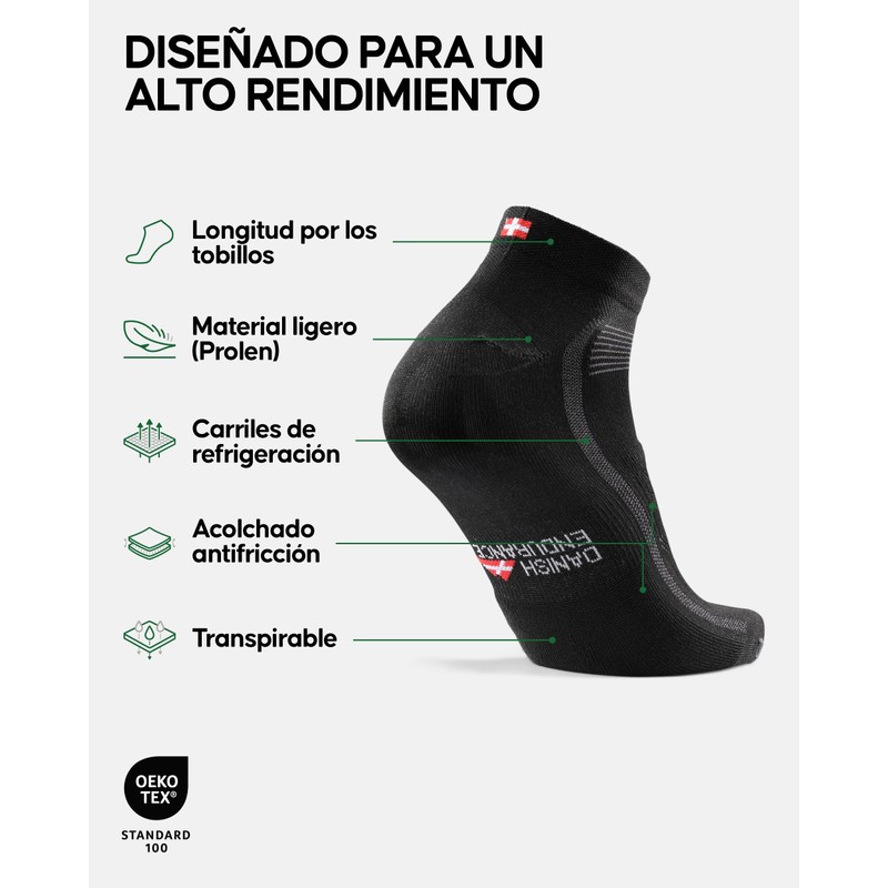 DANISH ENDURANCE Calcetines de Ciclismo Bajos para Hombres y Mujeres
