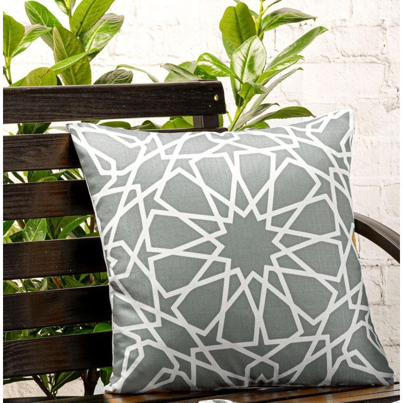 Red Rainbow 4 Pack Waterproof Garden Cushion Covers Geometric Moorish