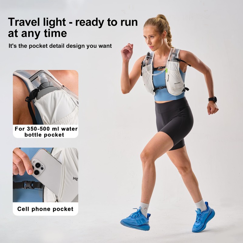 Waterproof Running Vest, 5.5L Breathable Running Hydration Vest with 1.5L