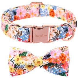 Unique style paws Cartoon Dog Collar with Bow Spring Summer Puppy Collar with Colorful Flower for Small Medium Large Boys Girls Dogs