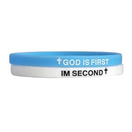 QRH God is First I am Second Silicone Bracelets Christian Bible Verse Rubber Bracelets Religious Christian Quote Bangle Bracelet for Men Women -05