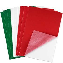 CHRORINE 10 Pcs Red Green White Christmas Felt Fabric Sheets Self Adhesive Felt Sheets 8 x 12 Inches Felt Paper for DIY Art and Craft Supplies