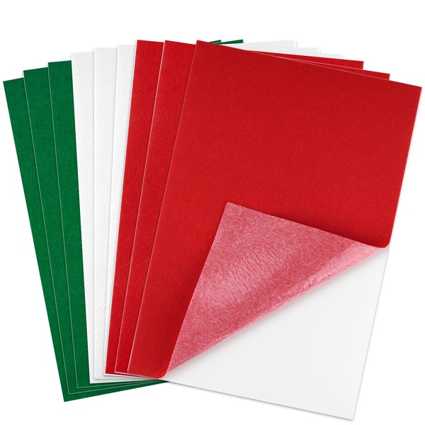 CHRORINE 10 Pcs Red Green White Christmas Felt Fabric Sheets