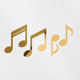 Decal Stickers of Music Notes Silhouette 1 (Metallic Gold) (Set of 2) Premium Waterproof Vinyl Decal Stickers for Laptop Smartphone Car Dirt Bike Wall Room Mason Jar - BICVER1700391GOW19Y24