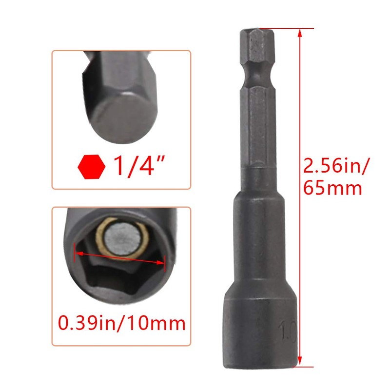 Utoolmart 1/4" Quick-Change Hex Shank 10mm Magnetic Nut Setter Driver