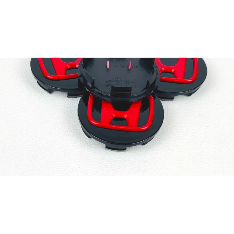 Honda SET OF 4 BLACK-RED 69 mm/2.72in Wheel Center Caps