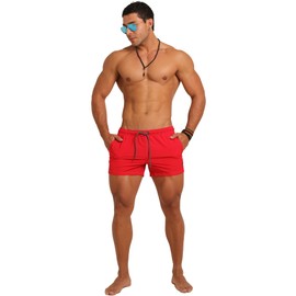 Fenix fit Short Corto De Playa, Traje De Baño Spandex para Hombre Excelente Calidad Rojo, S (28-30)