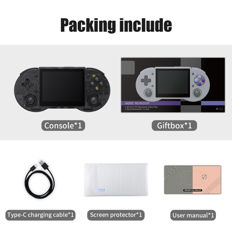 RG353p Retro Handheld Video Game Console 64G/128G/256G 15000/25000/35000 Classic Games