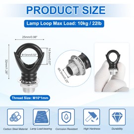 sourcing map Eye Nut 22lb Max Load M10 Thread Ring Shape Female Loop with Thread Pipes Washers Nuts for Hanging Lamp Chandelier, Black Pack of 4