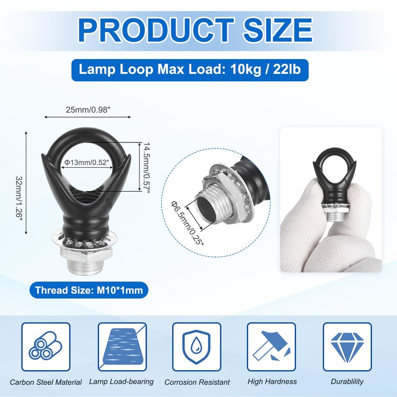 sourcing map Eye Nut 22lb Max Load M10 Thread Ring