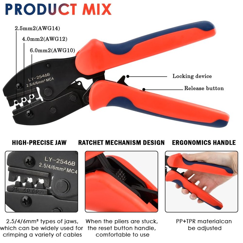 TMBMLPP Solar Crimping Tools Set, MC4 Crimping Tool Kit for