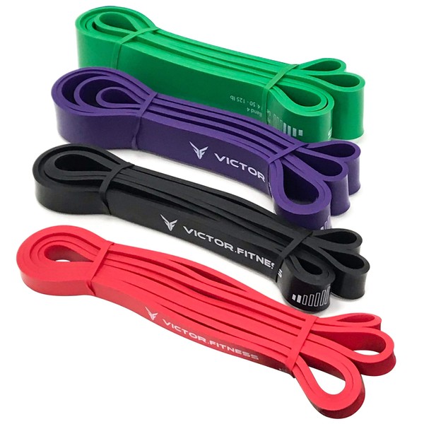 Victor Fitness Rise Bands 1-4 (15-125lbs) Heavy-Duty Exercise Resistance Band for Physical Therapy, Fitness, Muscle Development, Rehab, Mobility, Stretching, and More - RISEband Levels 1-4