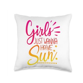Girls want Sun Beach Vacation essentials Women's Tops Throw Pillow