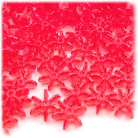 100pc Faceted Plastic Transparent Beads Starflake 18mm Christmas Red Beads