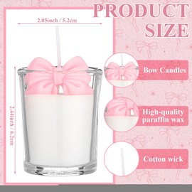 Conelist 2 Pcs Pink Bow Scented Candles Coquette Birthday Decorations Bow Party Favors 5.4 oz Soy Wax Scented Candle Gift for Women Wedding Bachelorette Wedding Bridal Baby Shower