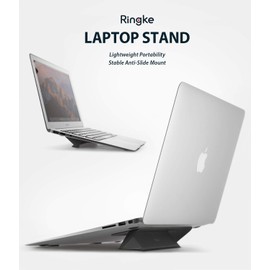 Ringke Laptop Ständer [Schwarz] Faltbar Schlank und Schwerlos Klebstoffs Notebook Laptopständer Belüftet Cooling Laptop Stand Kompatibel mit MacBook,Notebook, Tablet, eReader, Surface und Mehr