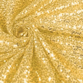 Vonty Sequin Fabric by The Yard - 1 Yard Gold Sequin Fabric, Glitter Fabric Sparkly Shiny Fabric Mesh Mermaid Fabric for Sewing Wedding Dress Tablecloth Party Decorative DIY(48 Inch Wide)