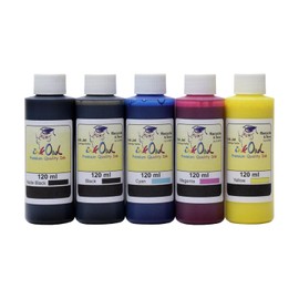 InkOwl Refill Kit Replacement for Canon GP-200, GP-300, TA-20, TA-30, TM-200, TM-205, TM-300, TM-305, TX-2000, TX-2100, TX-3000, TX-3100, TX-4000, TX-4100, TZ-30000 (5x120ml) - USA-Made Pigment Ink