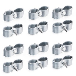 12 Pcs 1-3/8" Chain Link Fence Panel Clamps, Dog Kennel Clamps for 1-3/8" OD Pipe, Galvanized Steel, for Round Pipe Panel Frame,Bolts & Nuts include