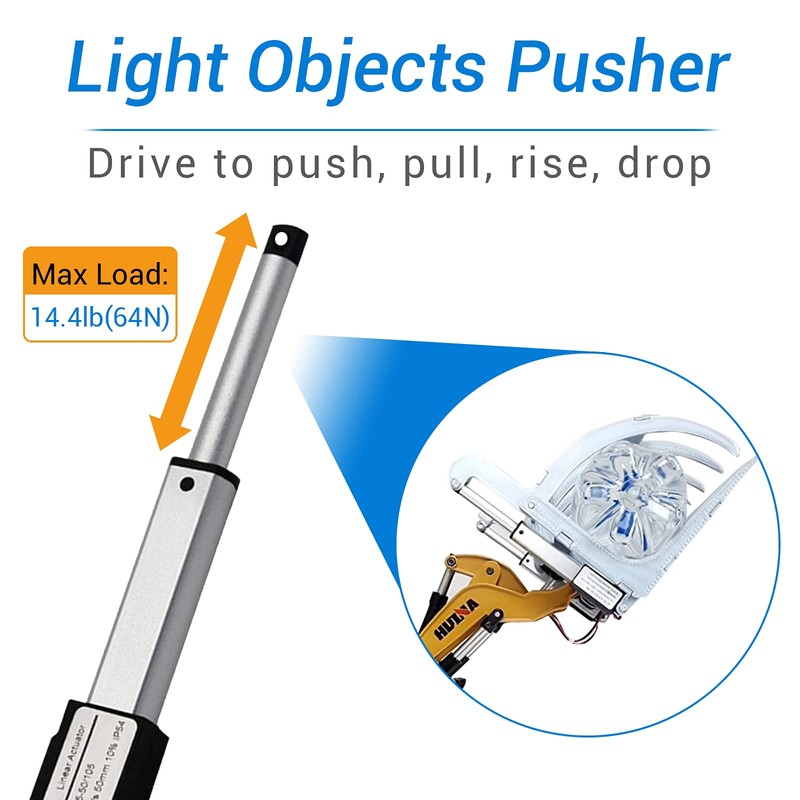 Electric Micro Linear Actuator 12V - 2" Stroke, 64N/14.4lb, Speed