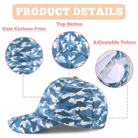 OMUKY Kids Baseball Cap Toddler Sun Hat Adjustable Summer Beach Girls Boys Caps for 2-6Years(Blue Shark)