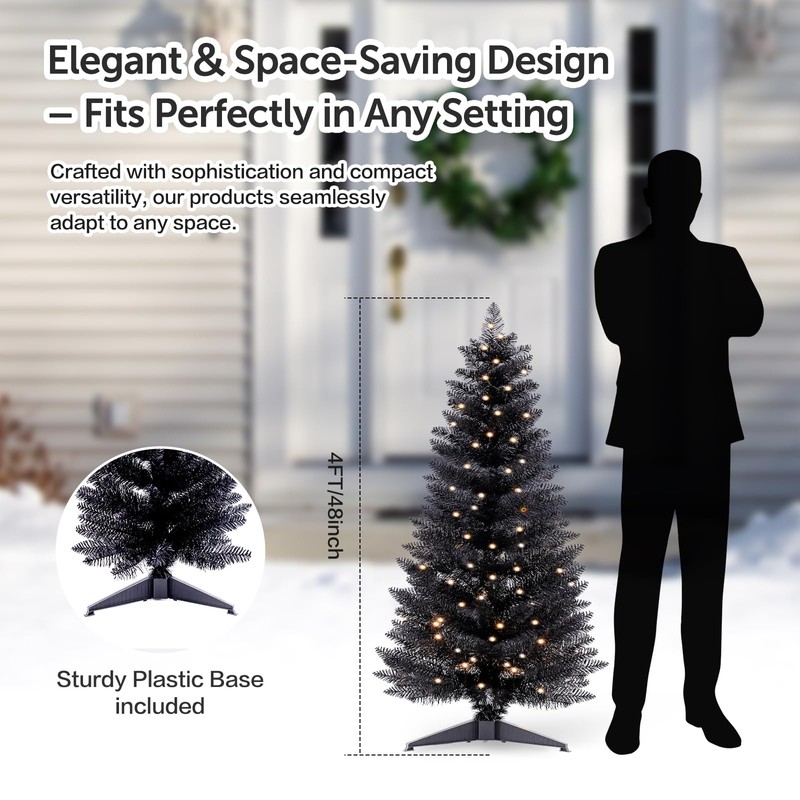 Santanelo 4ft Lighted Artificial Blue Christmas Tree，Small Snowy Artificial Xmas
