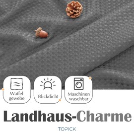 TOPICK Window Curtain for Short Windows, 2 Pieces, Plain for Living Room, Bedroom