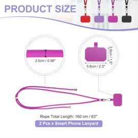 PATIKIL Smart Phone Lanyards, 2 Pack Universal Cell Phone Lanyards Adjustable Phone Strap Crossbody Lanyard Patch with Neck Strap Fits Most Smartphones, Violet