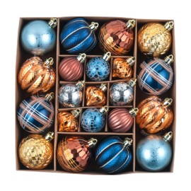 DecorbyHannah Fall Ornaments Decorations for Tree, 21ct Autumn Thanksgiving Pumpkins Tree Ornaments Set, Shatterproof Blue Copper Gold Harvest Farmhouse Hanging Ornaments for Home Indoor Table Decor