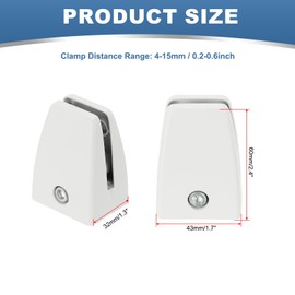 PATIKIL 1.7x1.1x2.4" Desk Divider Support Clamp, 8 Pcs Aluminum Desk Shield Clamp Desk Divider Partition Sneeze Guard Bracket for Office Home Desk Panel, Matte White