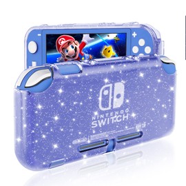 DLseego Purple Glitter Protective Case For Switch Lite, Bling Clear Crystal Soft TPU Cover with Shock-Absorption and Anti-Scratch Design, Cute Sparkle Shining Skin For Switch 2019 Version